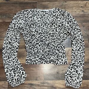 Zara Leopard Print top textured silky small